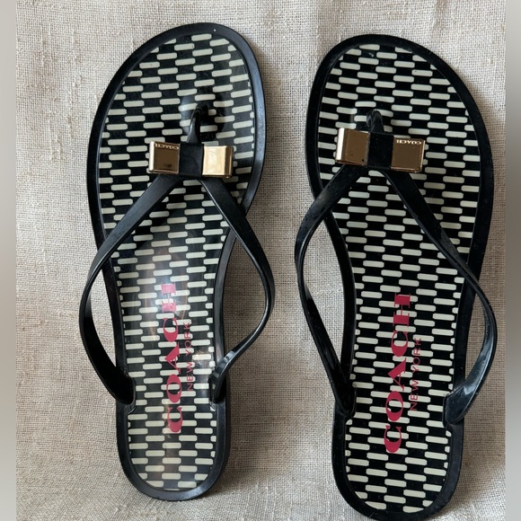 Coach Shoes - COACH LANDON BLACK JELLY FLIP FLOPS SZ 7